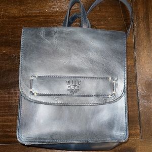 Blue leather mini backpack